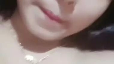 Cute smiling face girl naked on video call to lover