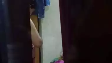 Sexy ass mom dress change caught by son from next room